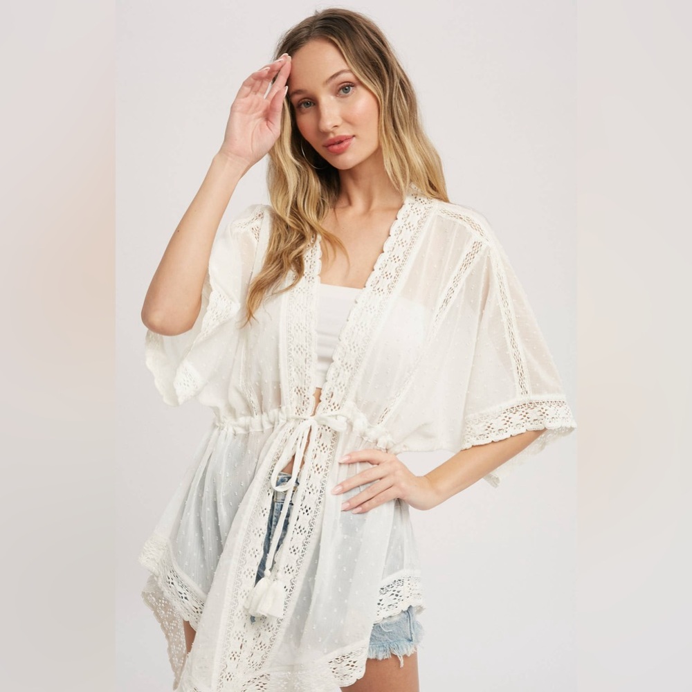 ALYA S/M beach swim coverup white boho bohemian